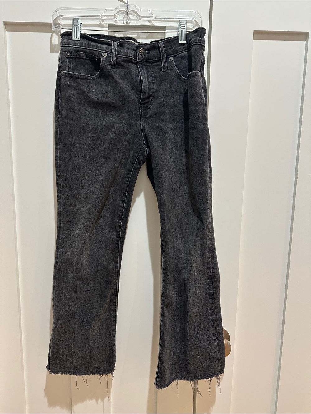 Madewell Black kick out crop Jeans with Raw Hem